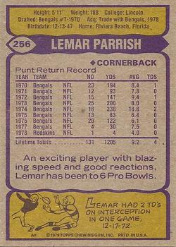 1979 Topps #256 Lemar Parrish Back