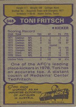 1979 Topps #348 Toni Fritsch Back