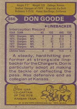 1979 Topps #356 Don Goode Back