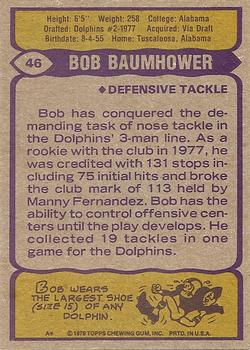 1979 Topps #46 Bob Baumhower Back