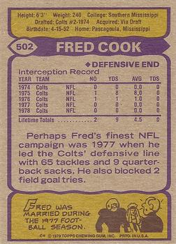 1979 Topps #502 Fred Cook Back