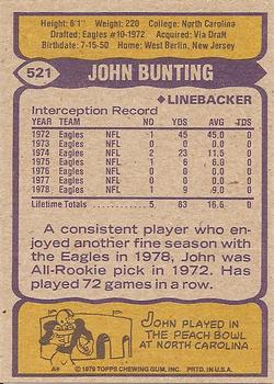 1979 Topps #521 John Bunting Back