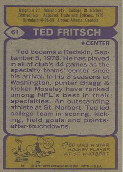 1979 Topps #61 Ted Fritsch Back