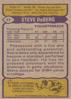 1979 Topps #77 Steve DeBerg Back