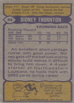 1979 Topps #44 Sidney Thornton Back