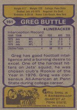 1979 Topps #161 Greg Buttle Back
