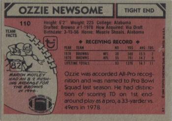 1980 Topps #110 Ozzie Newsome Back