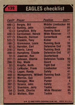 1980 Topps #132 Wilbert Montgomery / Harold Carmichael / Brenard Wilson / Carl Hairston Back