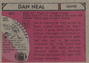 1980 Topps #287 Dan Neal Back