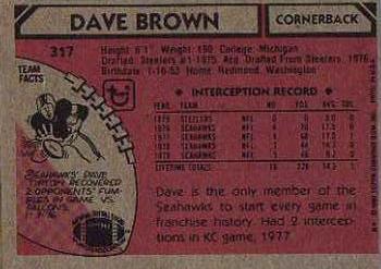1980 Topps #317 Dave Brown Back