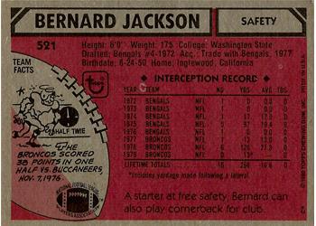 1980 Topps #521 Bernard Jackson Back