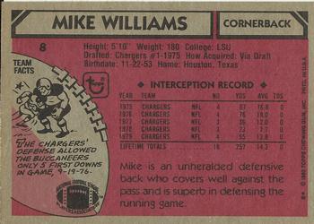 1980 Topps #8 Mike Williams Back