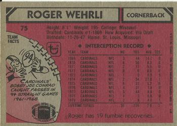 1980 Topps #75 Roger Wehrli Back