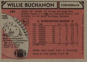 1980 Topps #149 Willie Buchanon Back