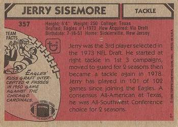 1980 Topps #357 Jerry Sisemore Back