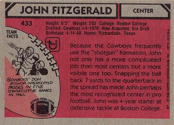 1980 Topps #433 John Fitzgerald Back