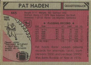 1980 Topps #445 Pat Haden Back