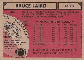 1980 Topps #447 Bruce Laird Back
