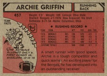 1980 Topps #457 Archie Griffin Back