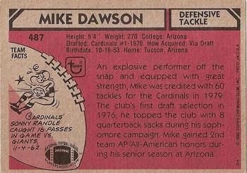 1980 Topps #487 Mike Dawson Back