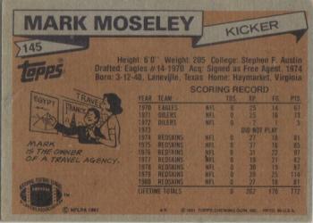 1981 Topps #145 Mark Moseley Back