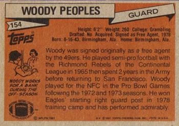 1981 Topps #154 Woody Peoples Back