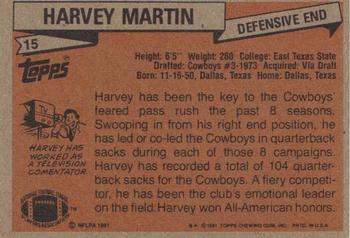 1981 Topps #15 Harvey Martin Back