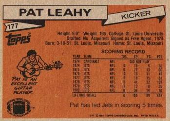 1981 Topps #177 Pat Leahy Back
