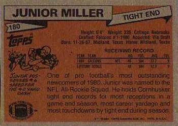 1981 Topps #180 Junior Miller Back