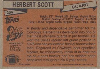 1981 Topps #204 Herbert Scott Back