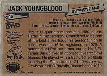 1981 Topps #205 Jack Youngblood Back
