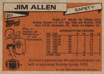 1981 Topps #251 Jim Allen Back
