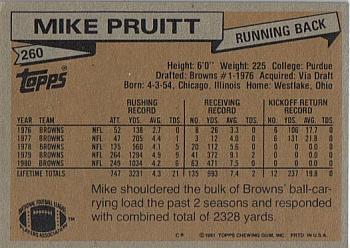 1981 Topps #260 Mike Pruitt Back