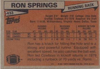 1981 Topps #433 Ron Springs Back