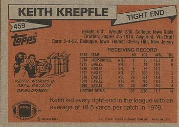 1981 Topps #459 Keith Krepfle Back
