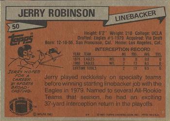 1981 Topps #50 Jerry Robinson Back