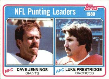 1981 Topps #6 1980 Punting Leaders (Dave Jennings / Luke Prestridge) Front