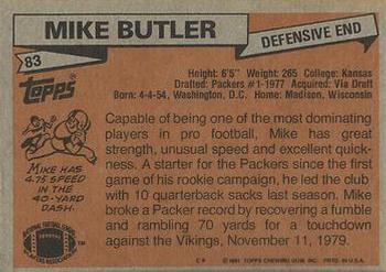 1981 Topps #83 Mike Butler Back