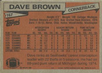 1981 Topps #167 Dave Brown Back