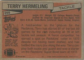 1981 Topps #299 Terry Hermeling Back