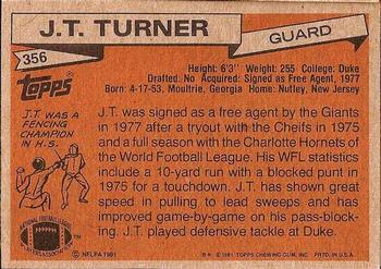 1981 Topps #356 J.T. Turner Back