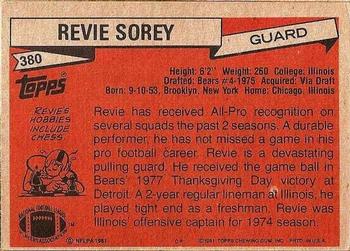 1981 Topps #380 Revie Sorey Back