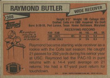 1981 Topps #388 Raymond Butler Back