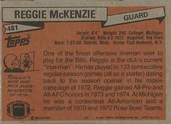 1981 Topps #481 Reggie McKenzie Back