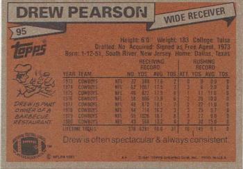 1981 Topps #95 Drew Pearson Back