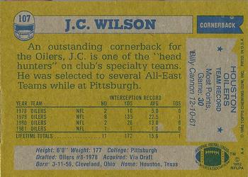 1982 Topps #107 J.C. Wilson Back