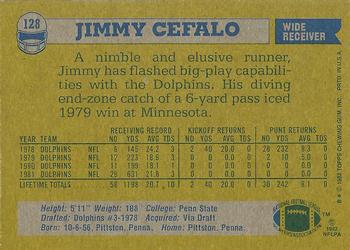 1982 Topps #128 Jimmy Cefalo Back