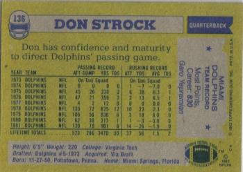 1982 Topps #136 Don Strock Back