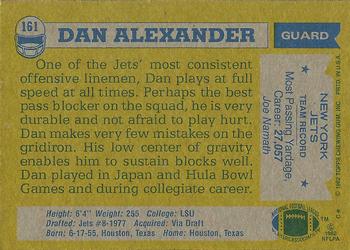1982 Topps #161 Dan Alexander Back