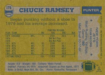 1982 Topps #178 Chuck Ramsey Back